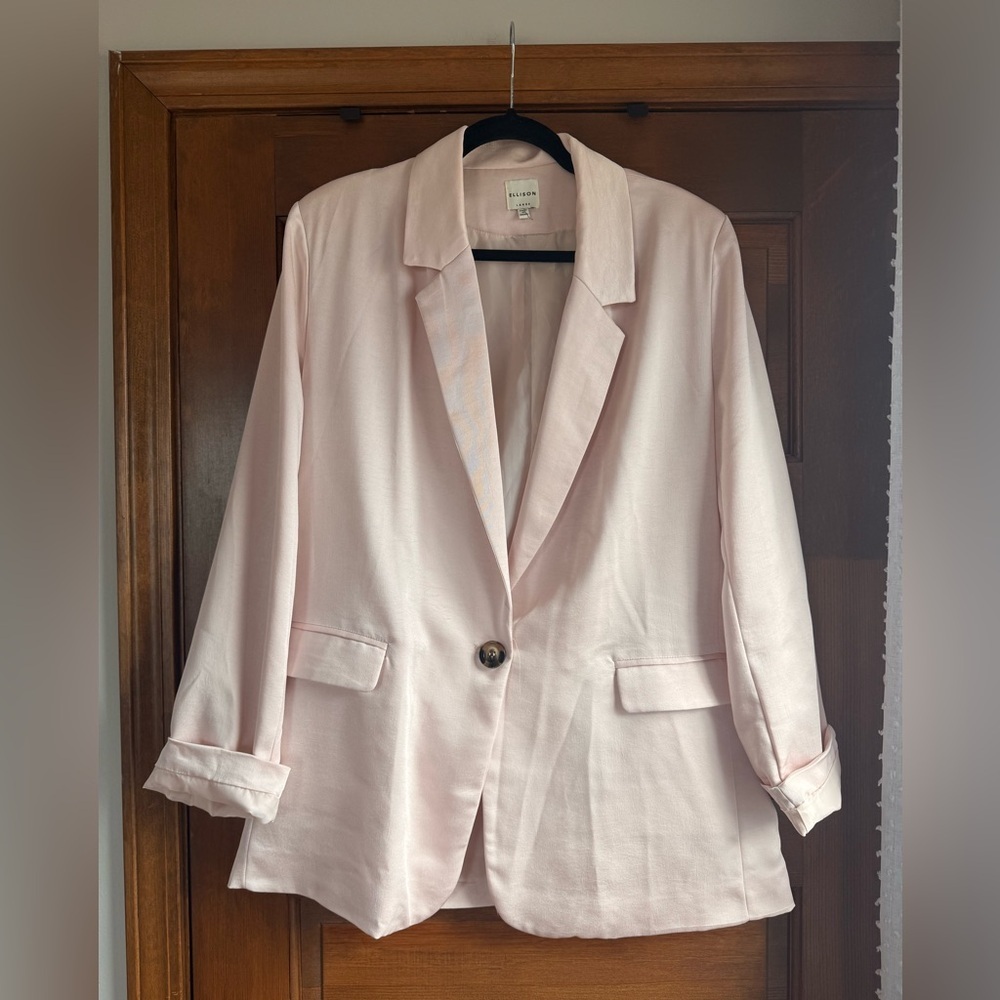 Ellison Light Pink Satin-like Blazer